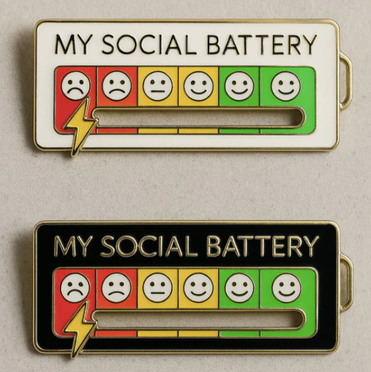 Social Battery Status Brooch